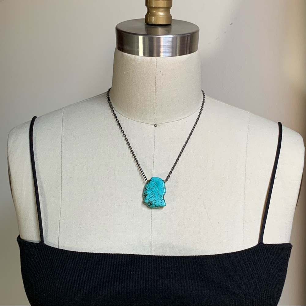 Raw Turquoise Pendant Necklace